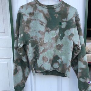 Custom Acid Washed Cropped Champion Sweatshirt
